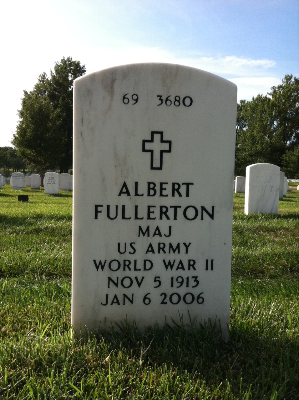 Back of headstone — Albert Fullerton