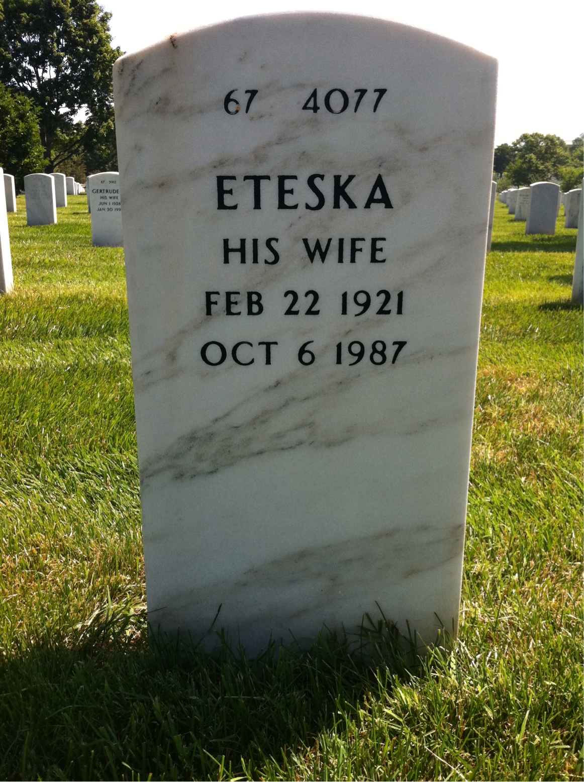 Back of headstone — Woodward Hunt