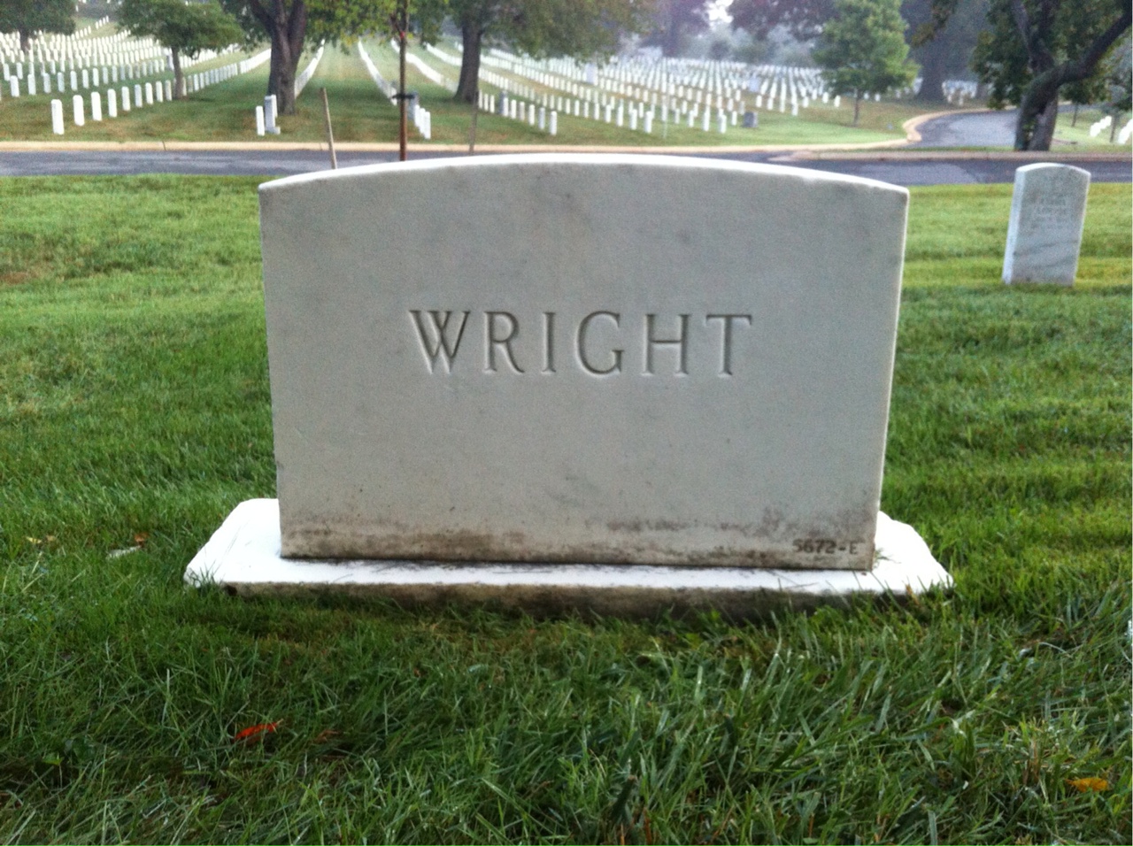 Back of headstone — Burdette Wright