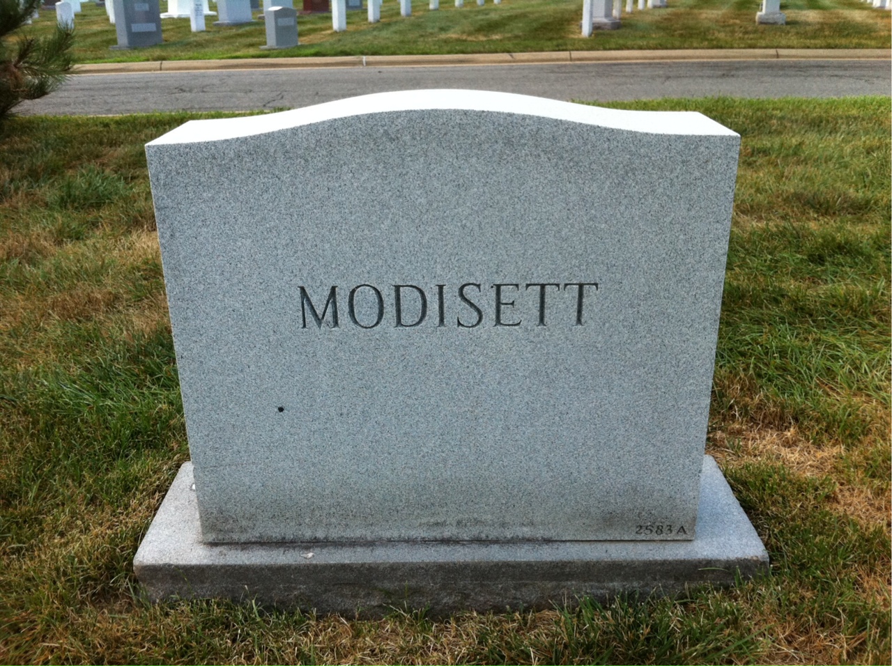 Back of headstone — Benjamin Modisett