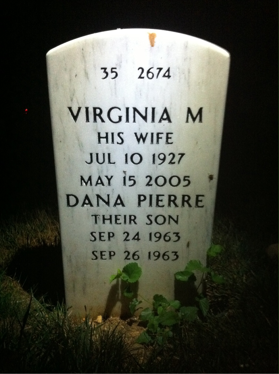 Back of headstone — Donald Andre