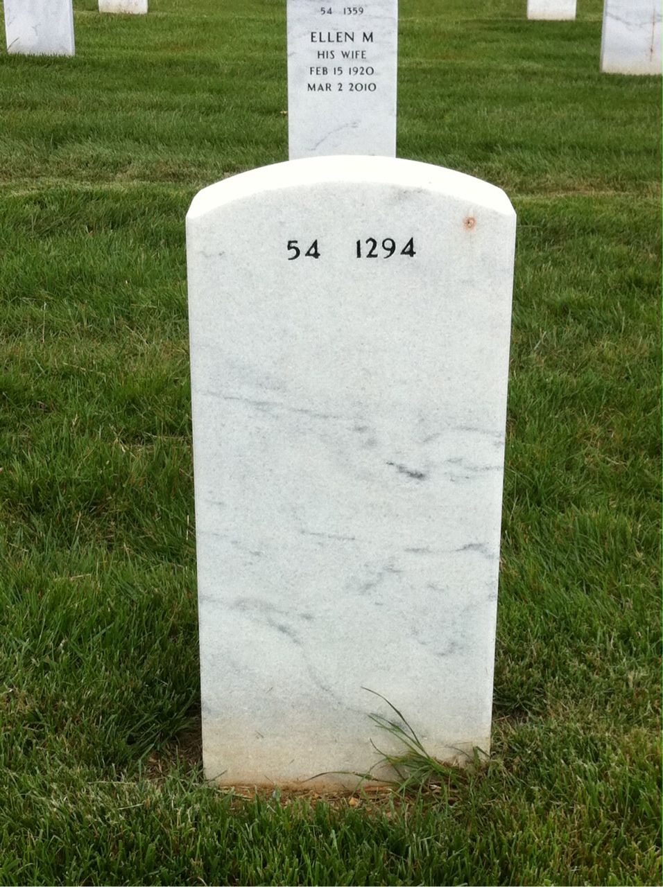 Back of headstone — Frank Krempa