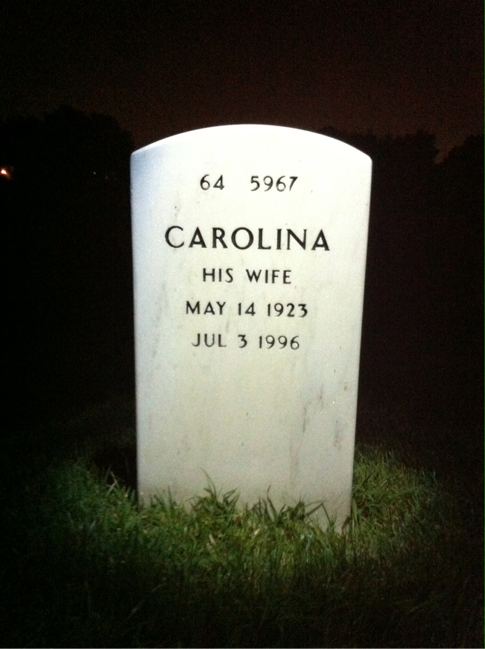 Back of headstone — Hubert Frame