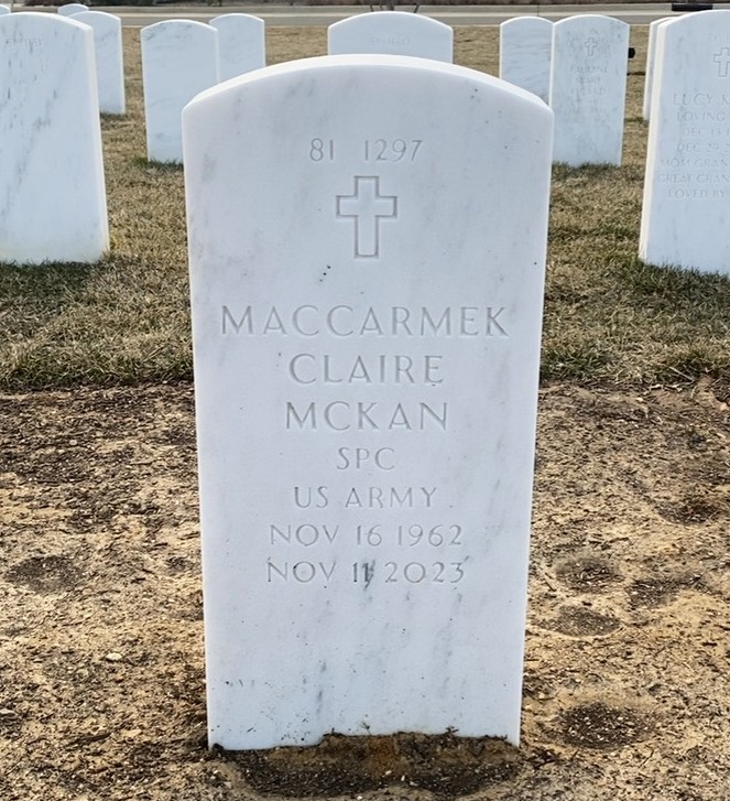 Back of headstone — Nathaniel Mckan