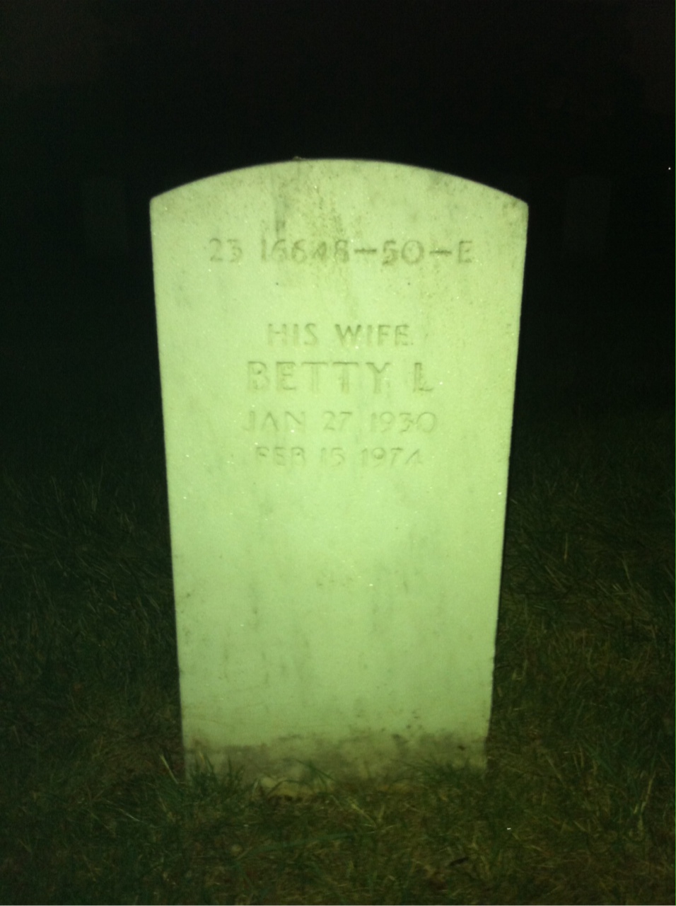 Back of headstone — Betty Bailey