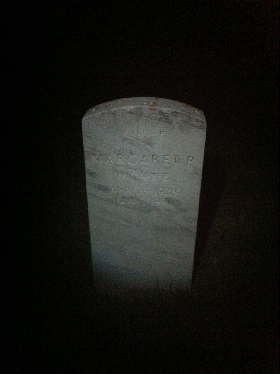 Back of headstone — Margaret Cox