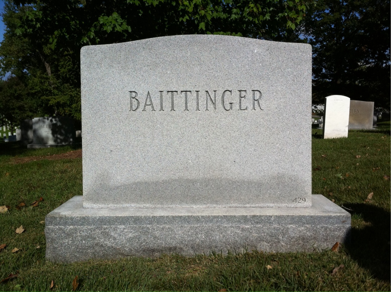 Back of headstone — George Baittinger