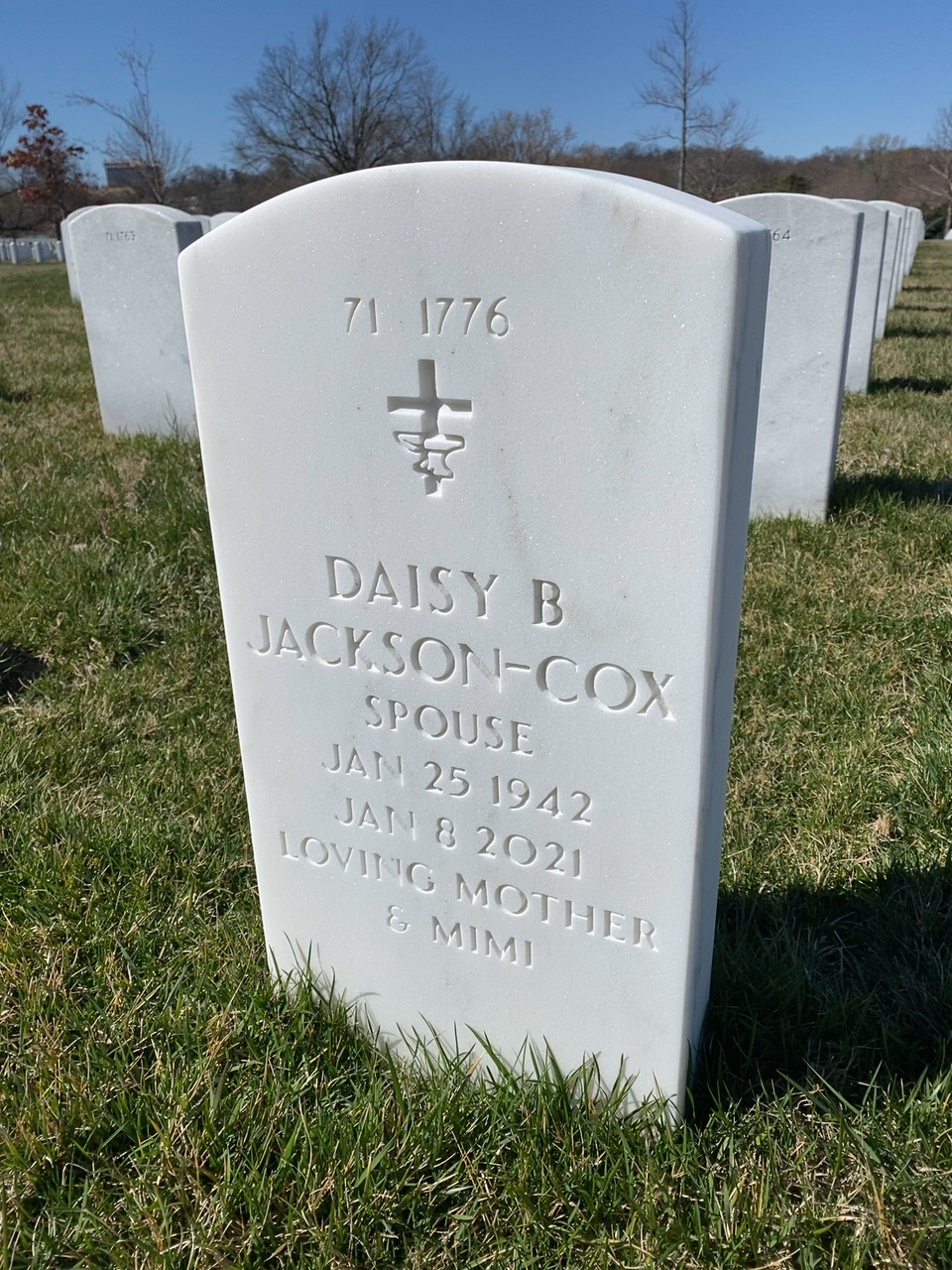Back of headstone — Roosevelt Cox
