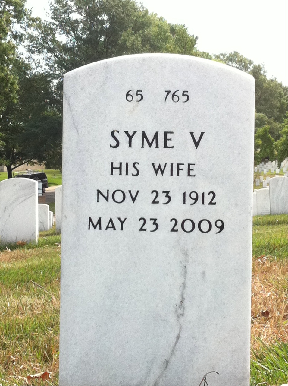 Back of headstone — Glenn Atkyns