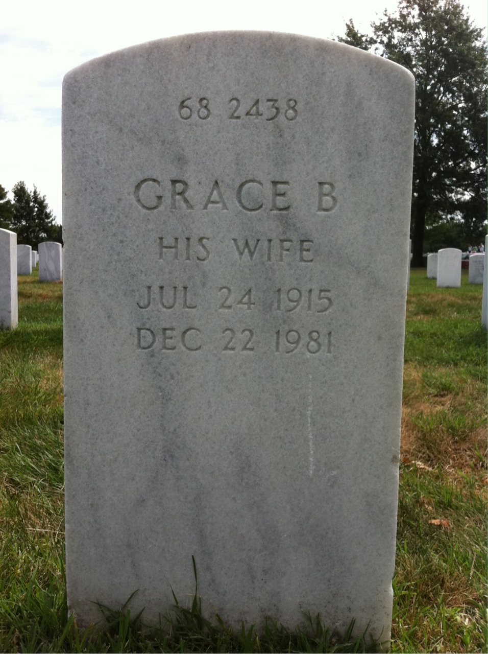 Back of headstone — Grace Mckee