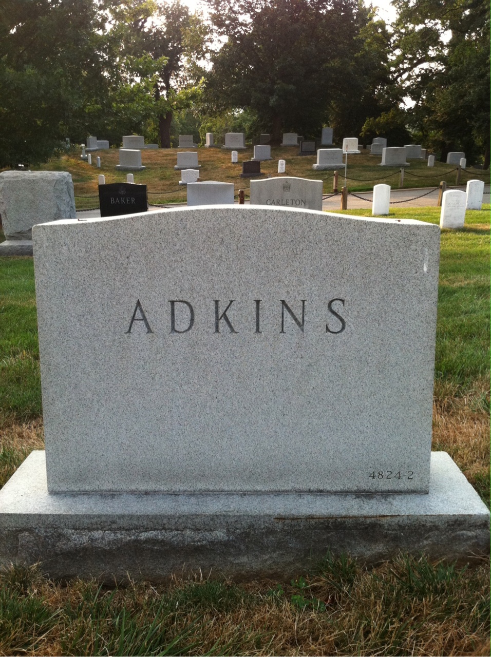 Back of headstone — Lewis Adkins