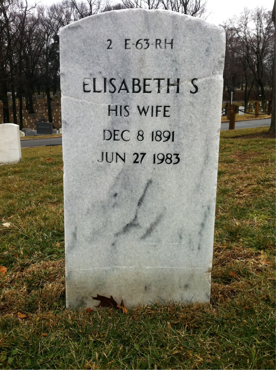 Back of headstone — Robert Dubois Workman