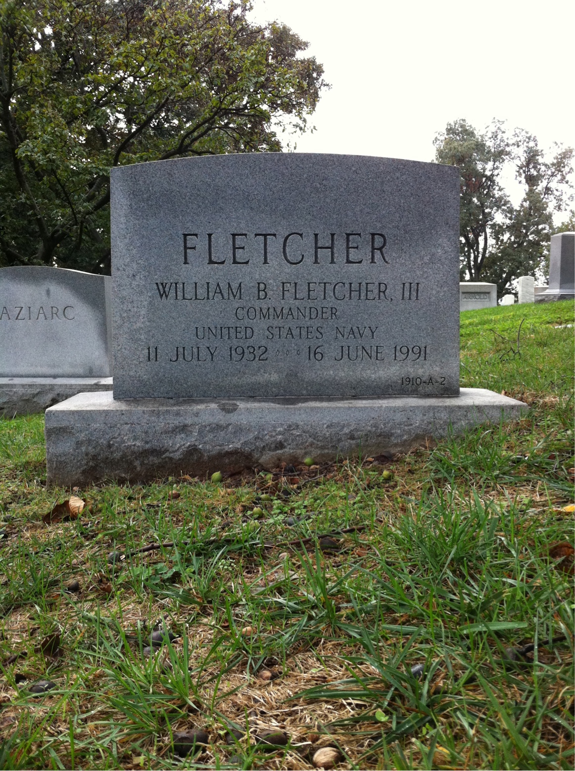 Back of headstone — William B Fletcher