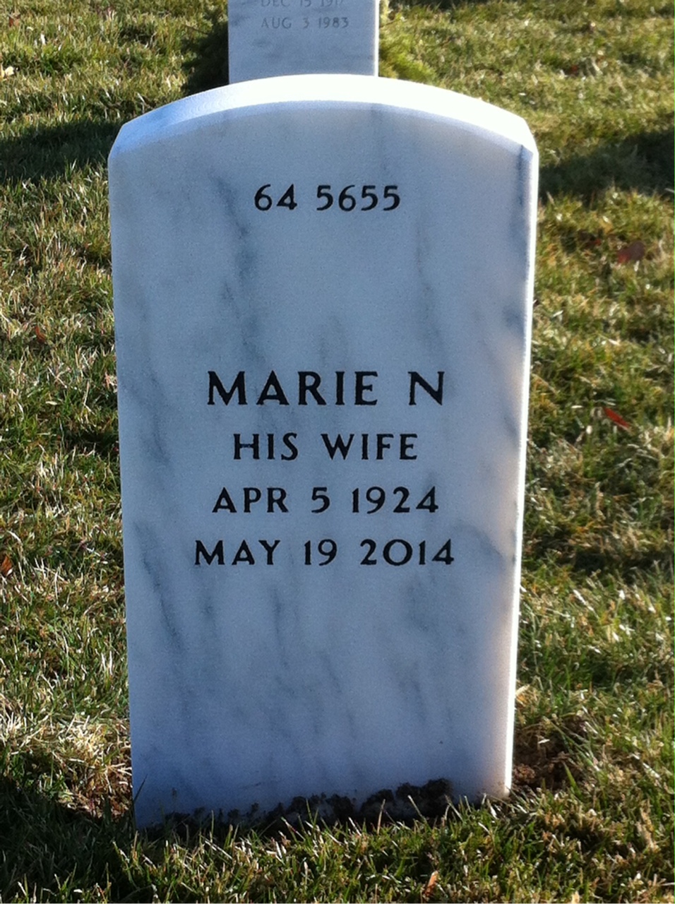 Back of headstone — Vincent Courey