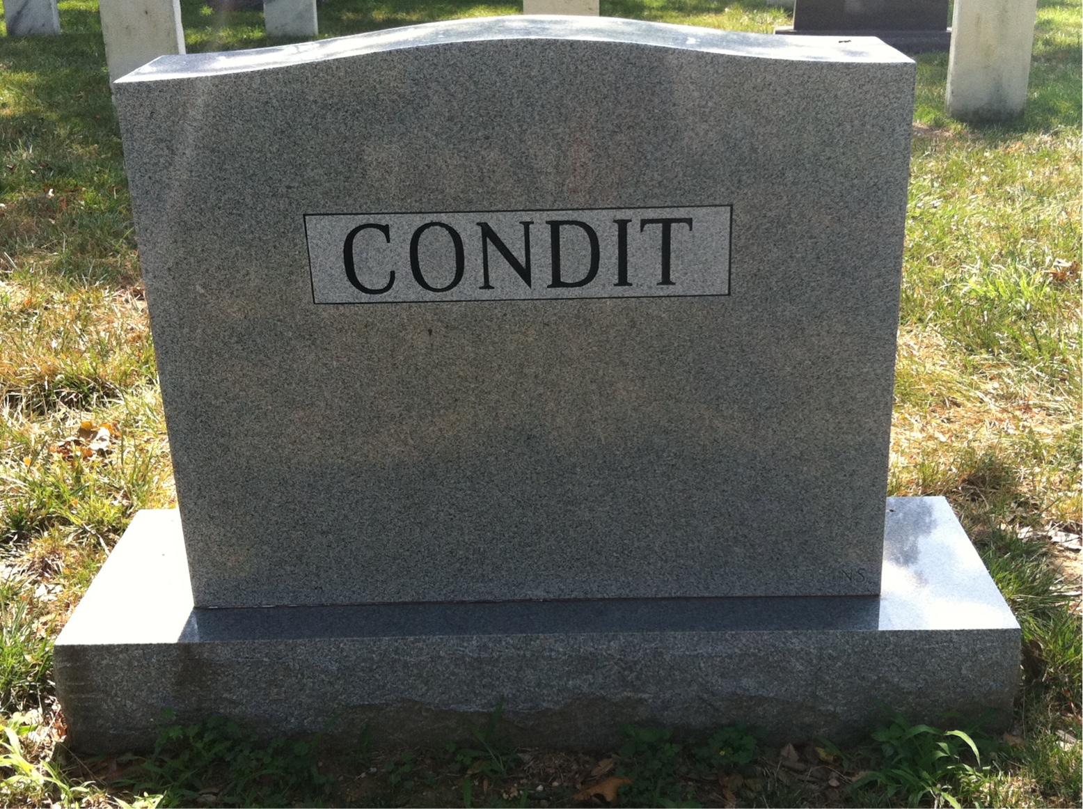 Back of headstone — Ross Condit