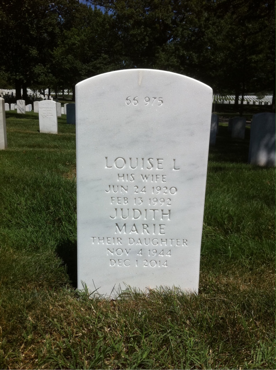 Back of headstone — Louise Ewell