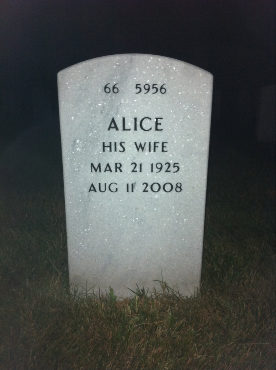 Back of headstone — William Masha