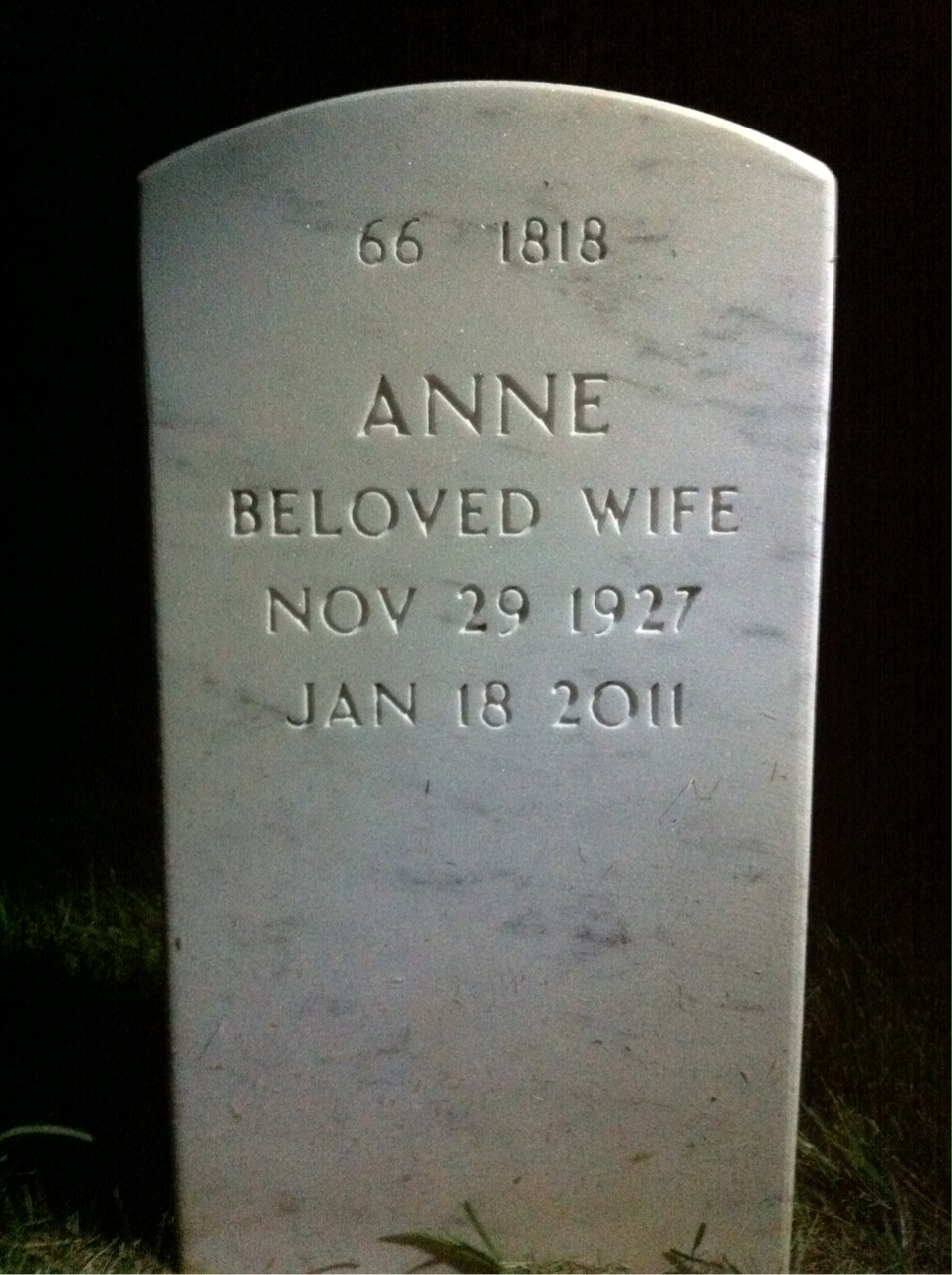 Back of headstone — John Cox