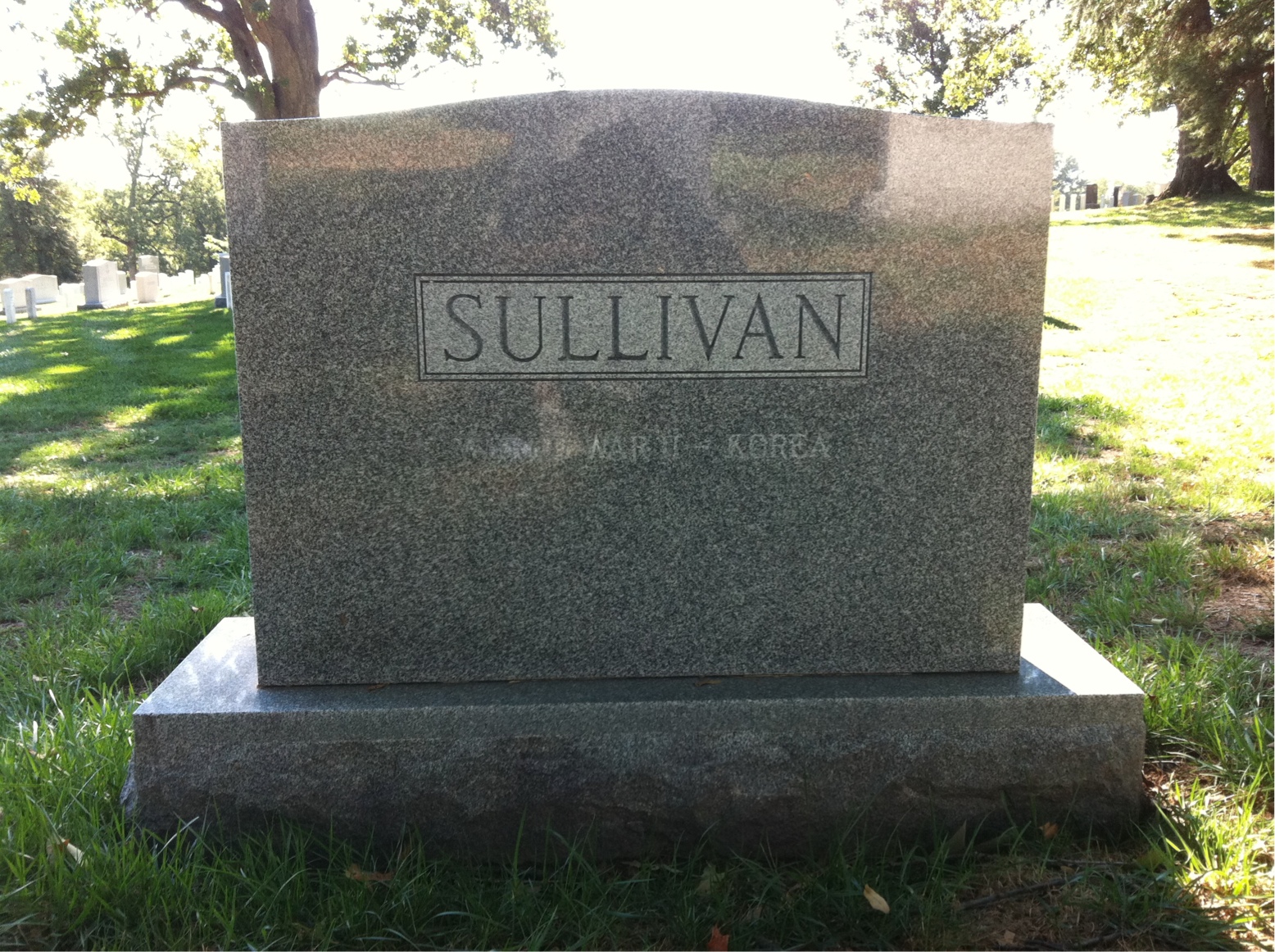 Back of headstone — John Sullivan