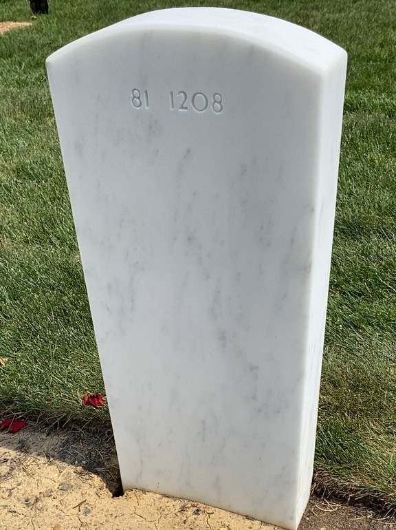 Back of headstone — Thomas John Kuster
