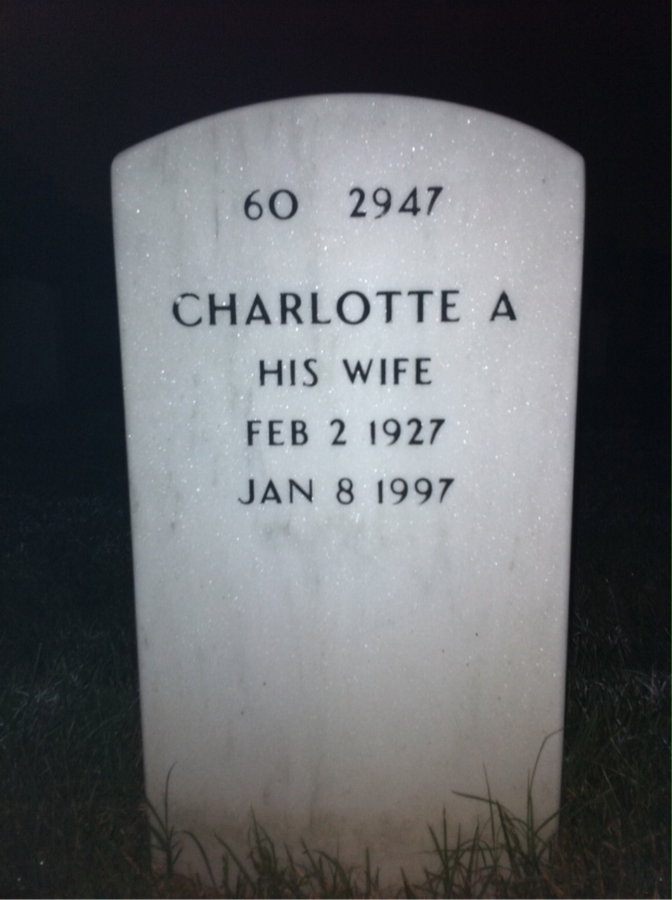 Back of headstone — James Walsh