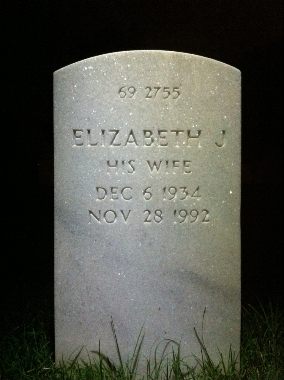 Back of headstone — Elizabeth Mudd