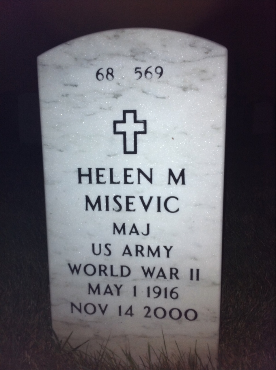 Back of headstone — George Misevic