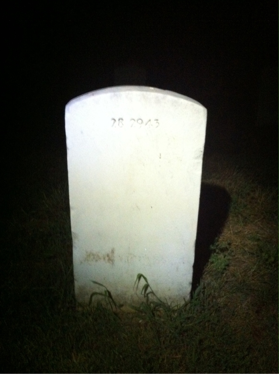 Back of headstone — William G Williams