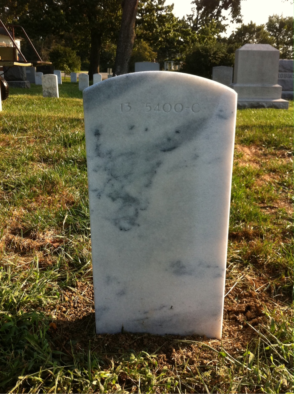 Back of headstone — Warren Alexander Samouce