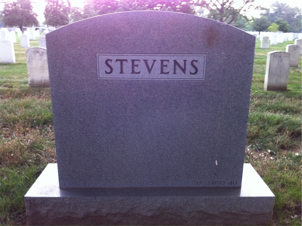 Back of headstone — Francis Stevens