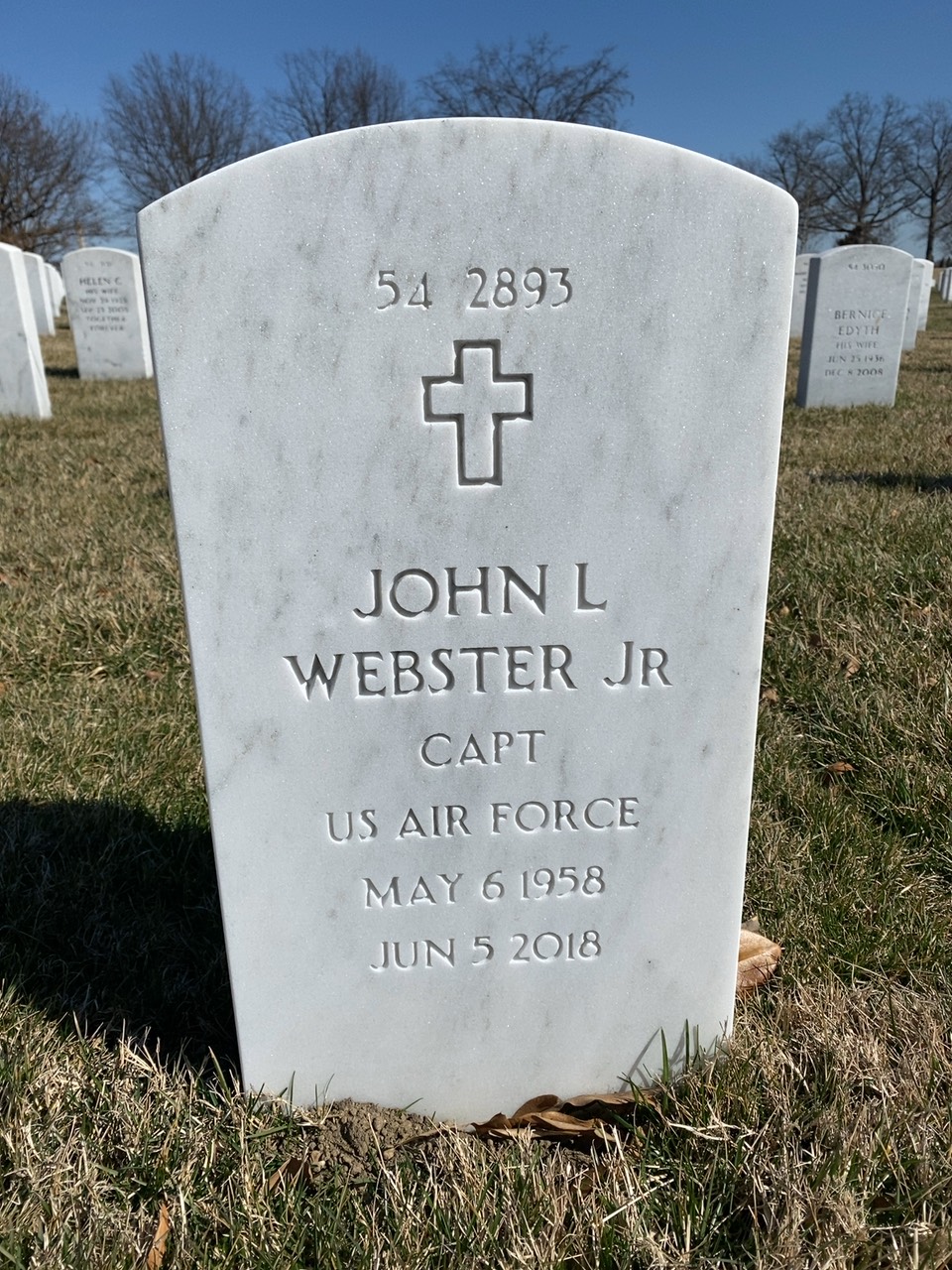 Back of headstone — John Webster