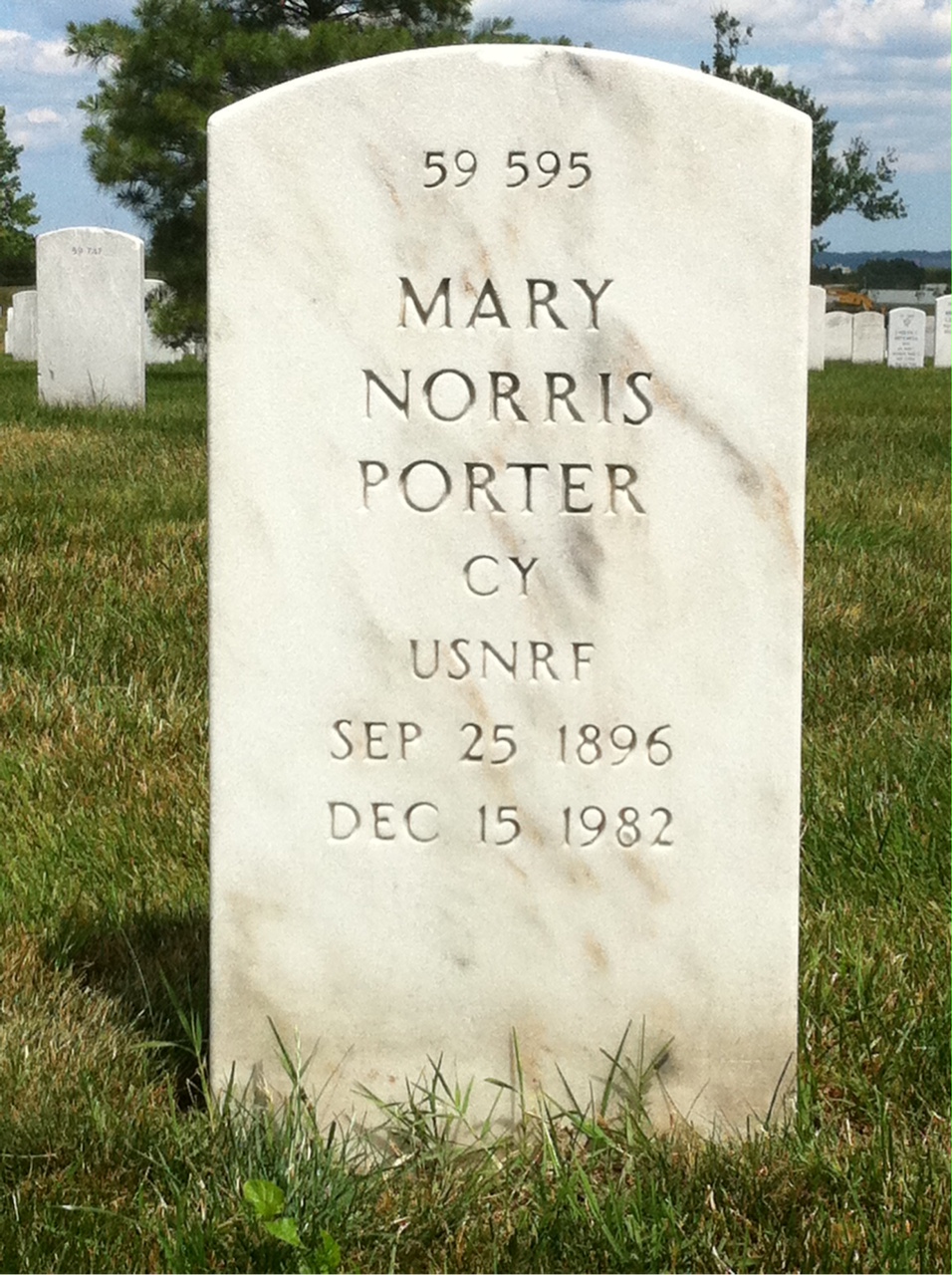 Back of headstone — Robert Lee Porter