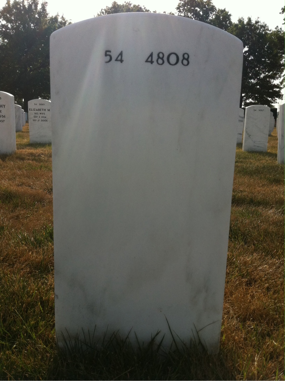 Back of headstone — Horace Ball