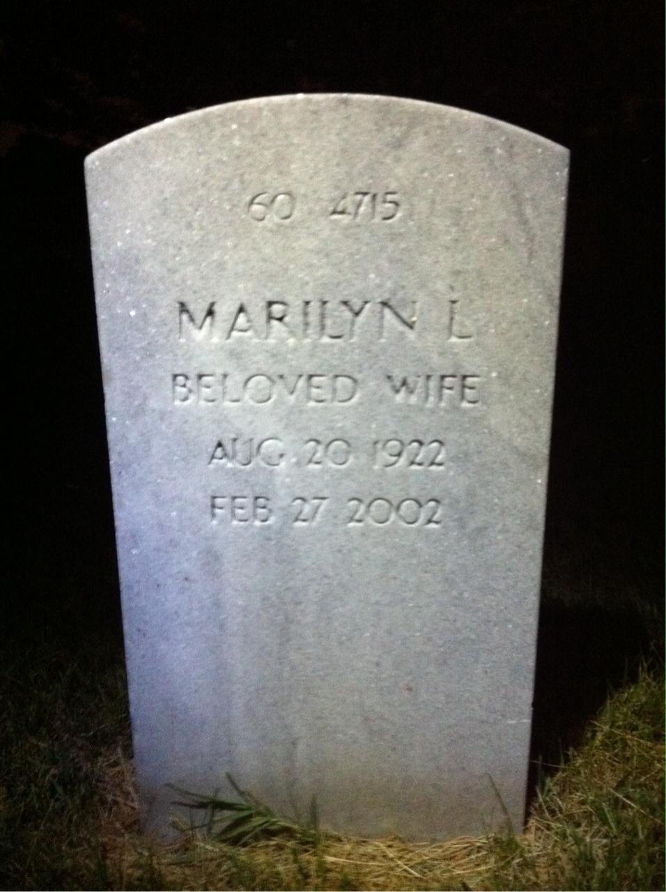 Back of headstone — William T Baxter