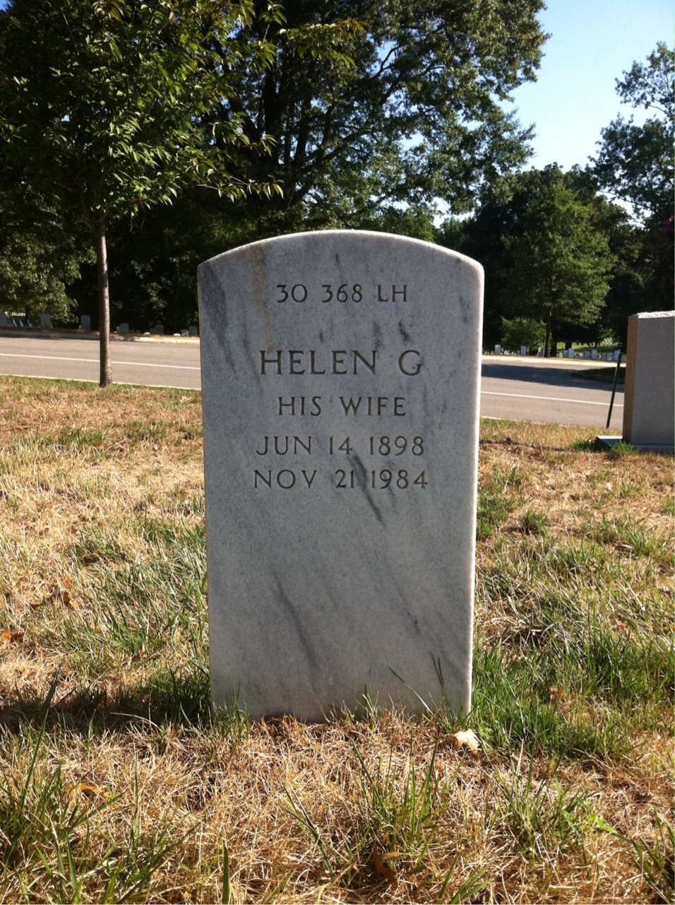Back of headstone — Helen Mitchell