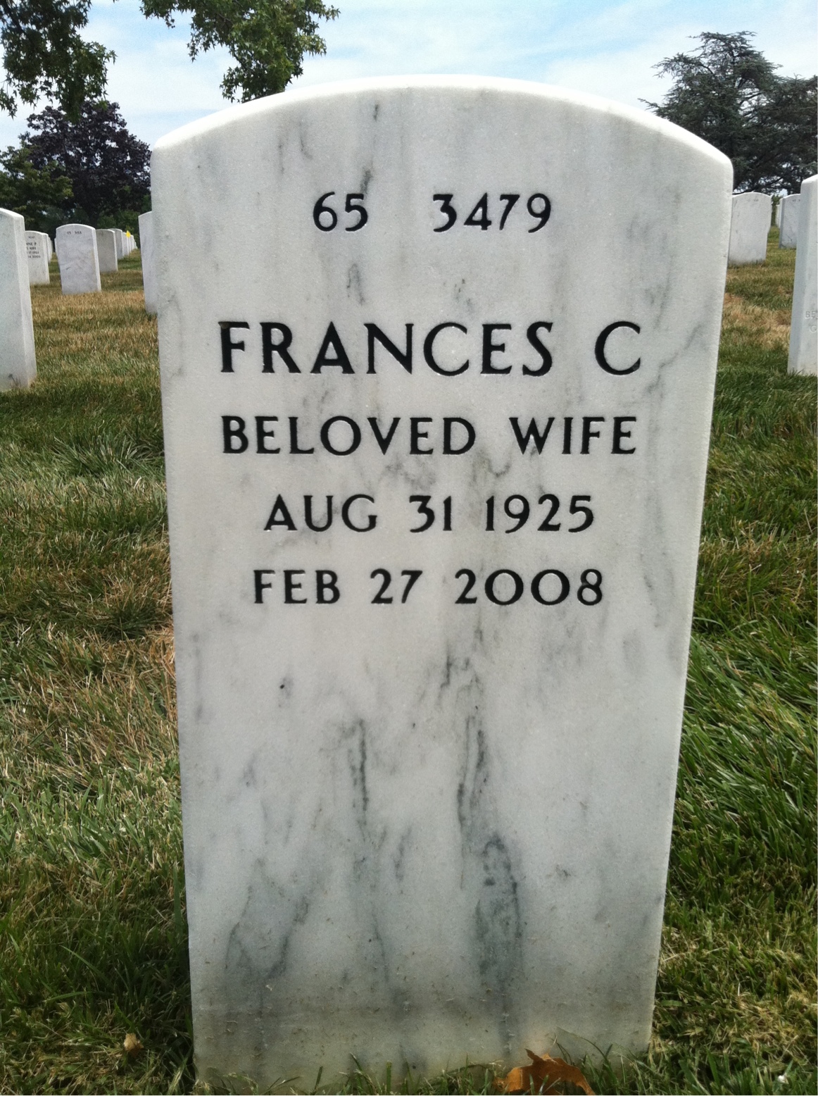 Back of headstone — Charles Curran