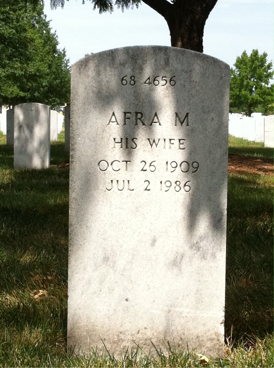 Back of headstone — Fred Murphy