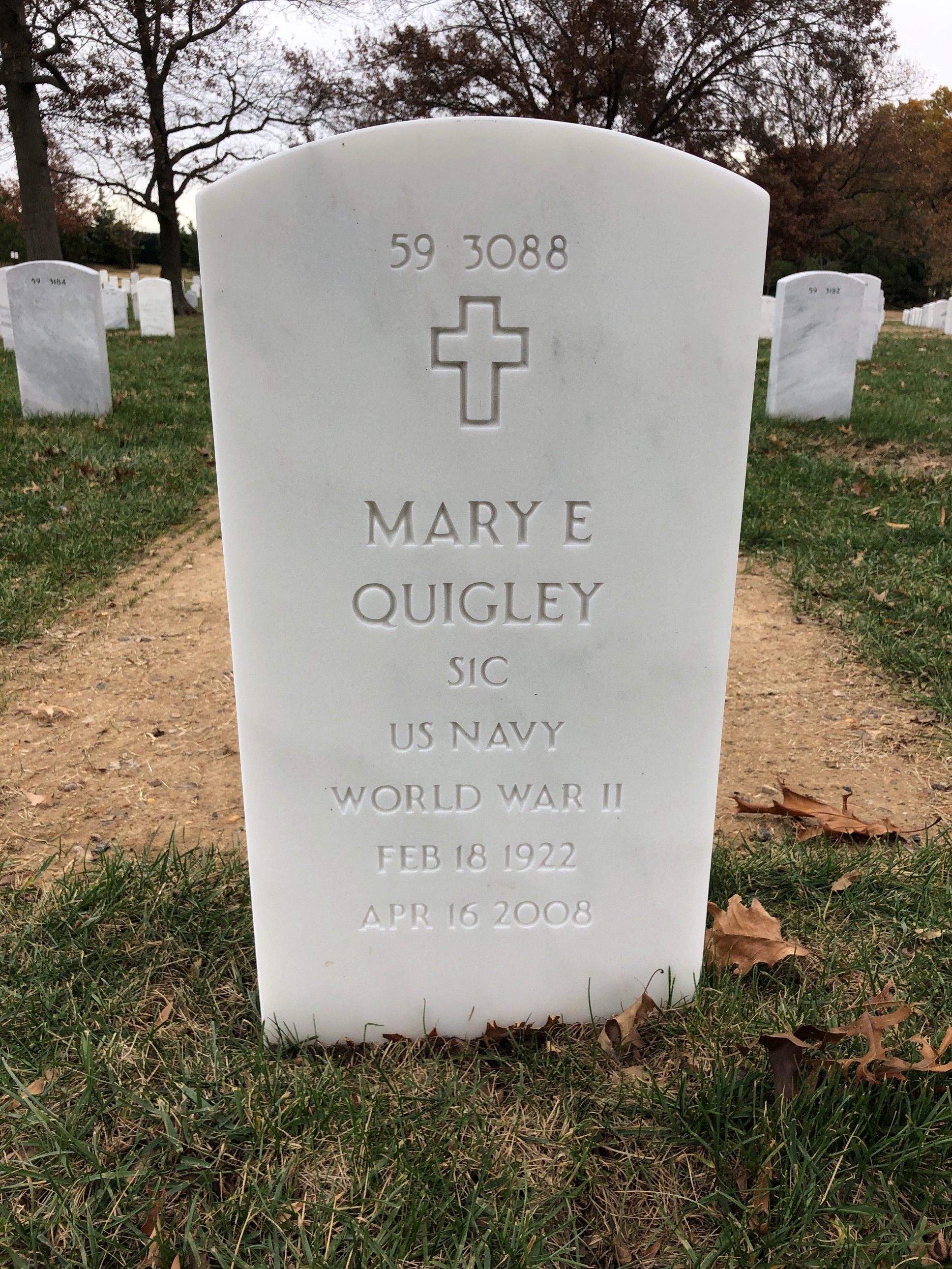 Back of headstone — John Quigley