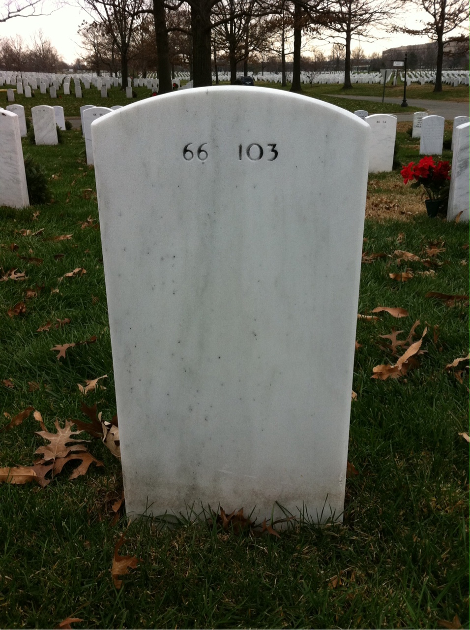 Back of headstone — Arthur Hanket