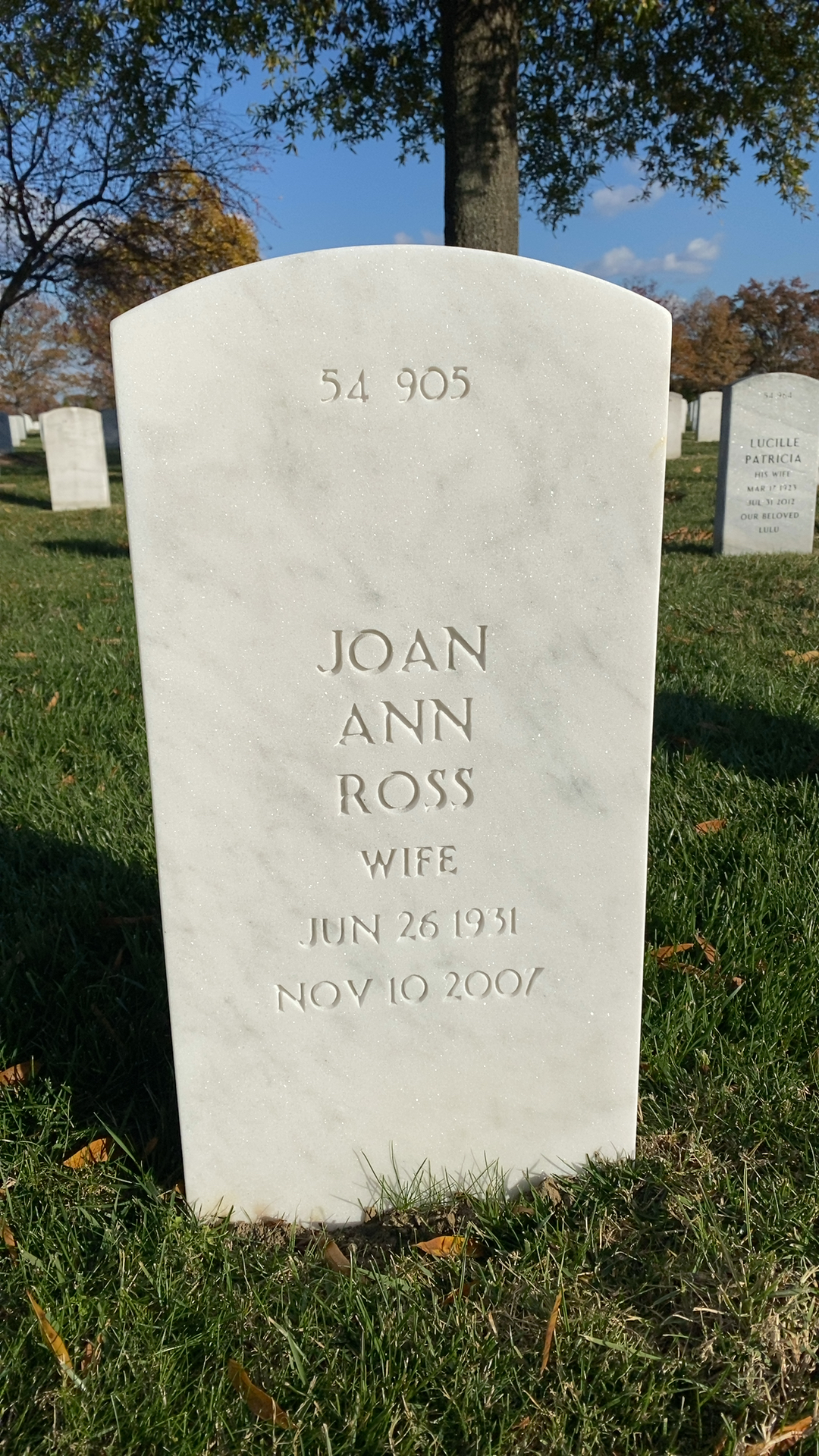 Back of headstone — George Ross