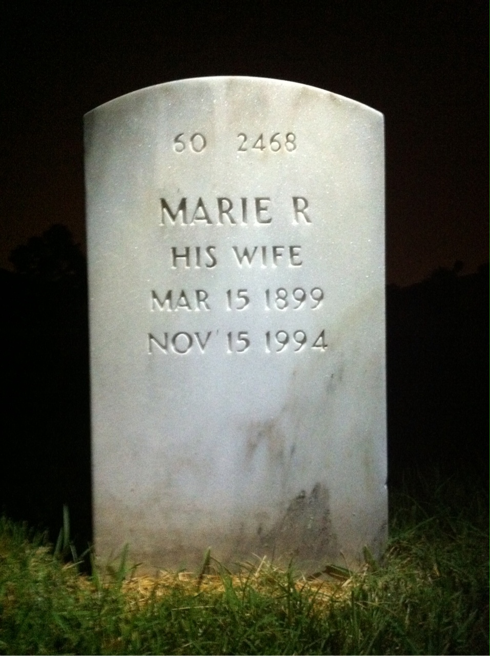 Back of headstone — William R Pentz