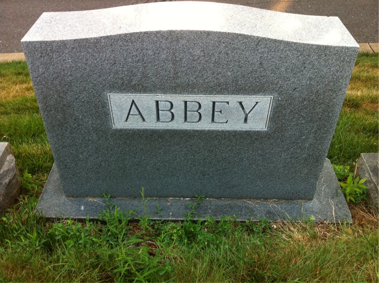 Back of headstone — Evers Abbey