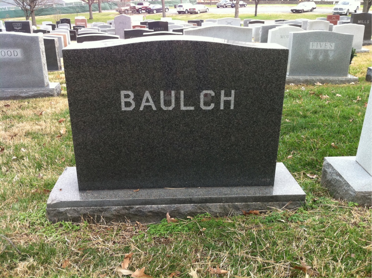 Back of headstone — Jerry Baulch
