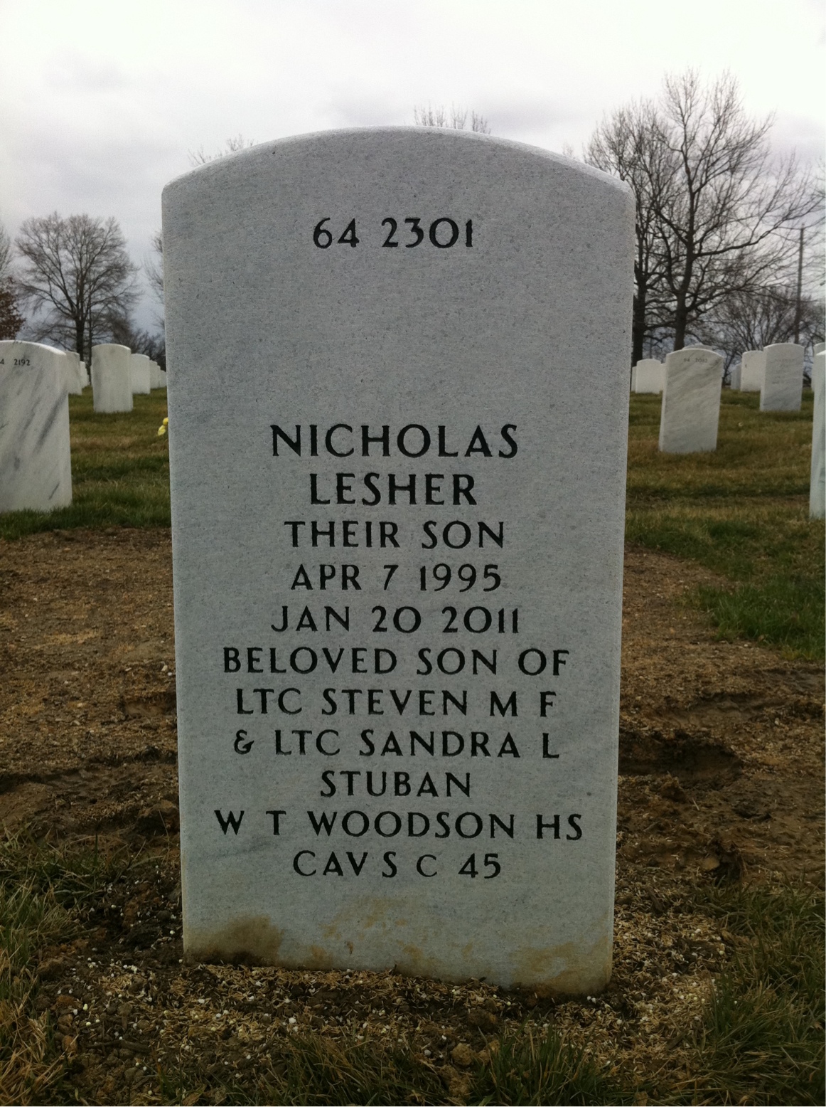 Back of headstone — Sandra L Stuban