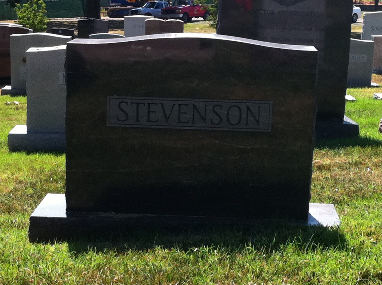 Back of headstone — Joseph Stevenson
