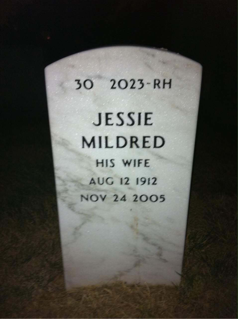 Back of headstone — Ray Chesley