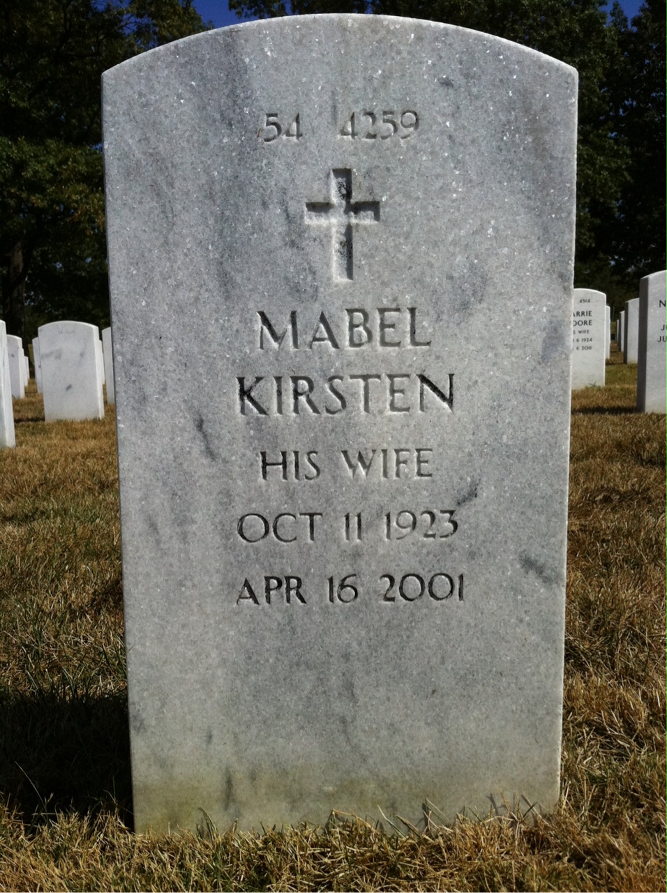 Back of headstone — Daniel Adams