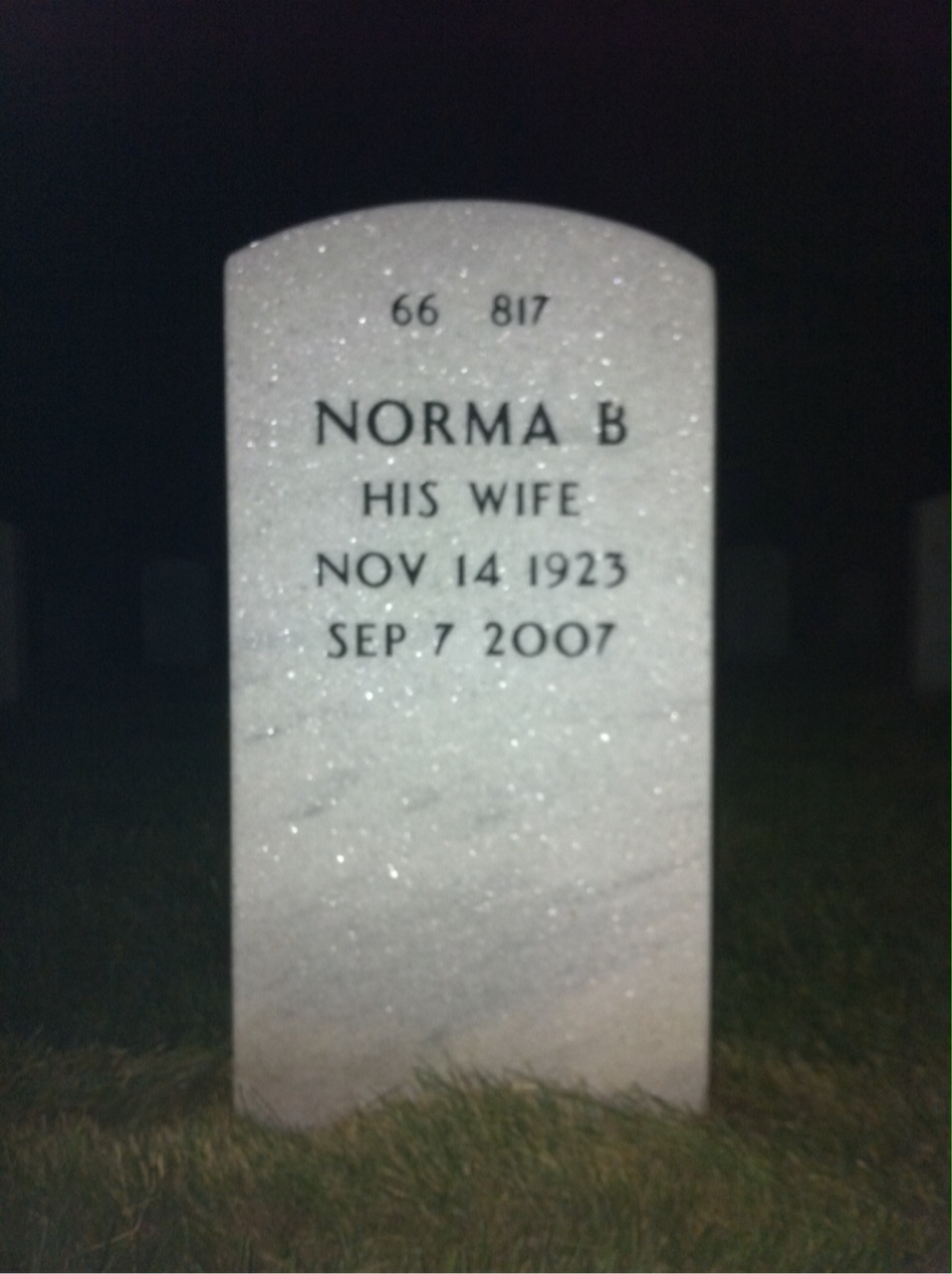 Back of headstone — Leslie Mckay