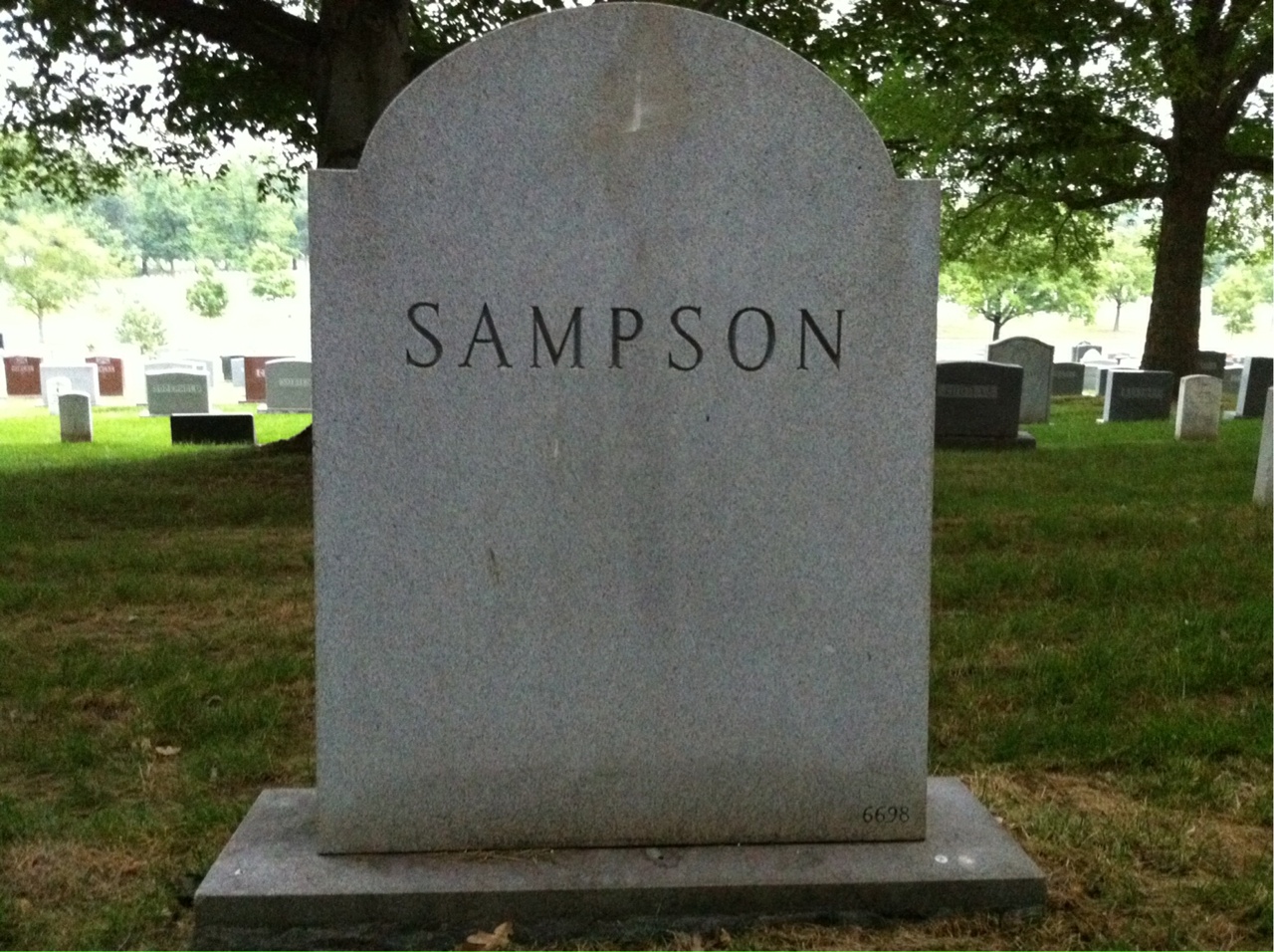 Back of headstone — Charles W Sampson