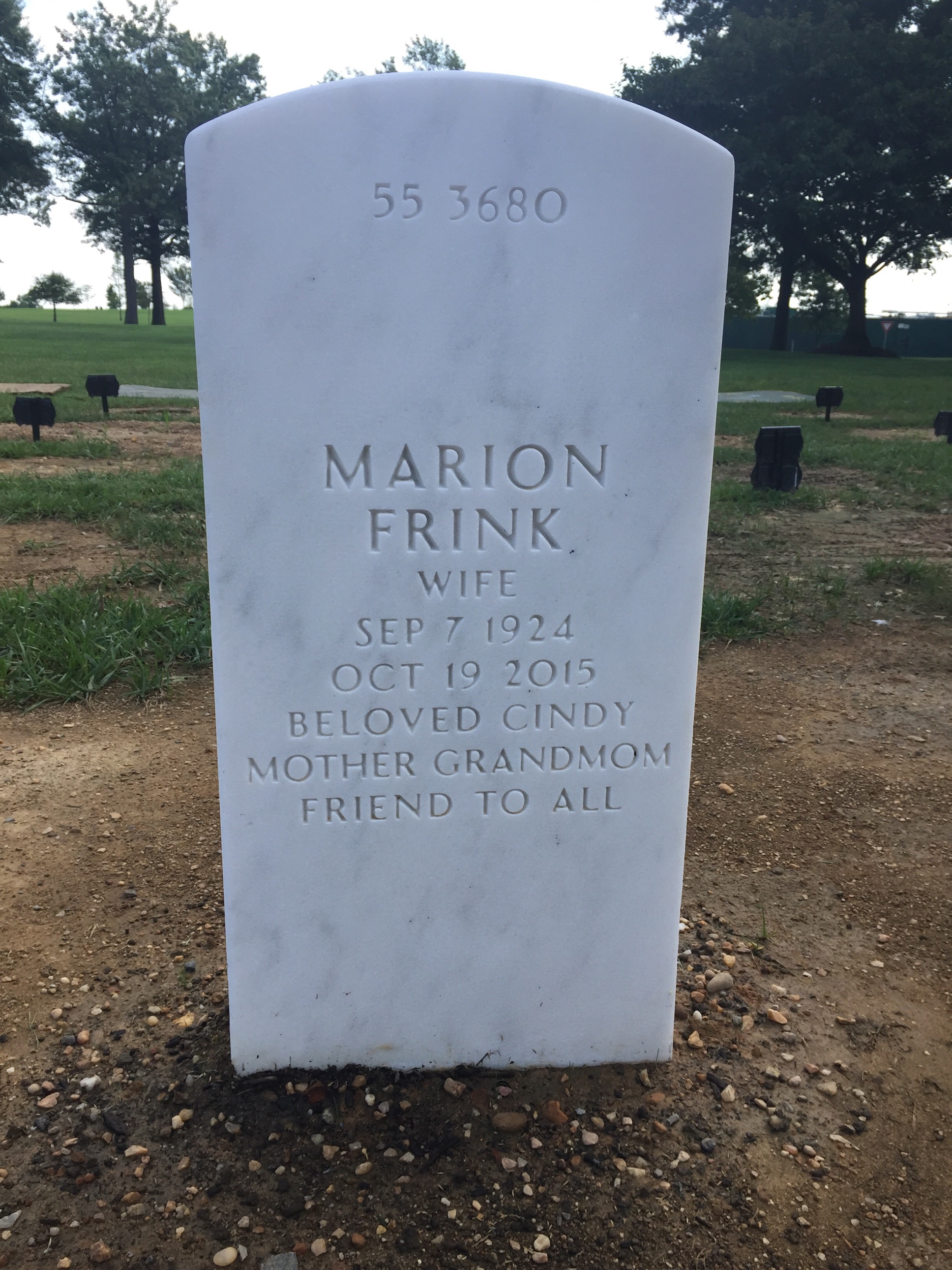 Back of headstone — Charles Adams